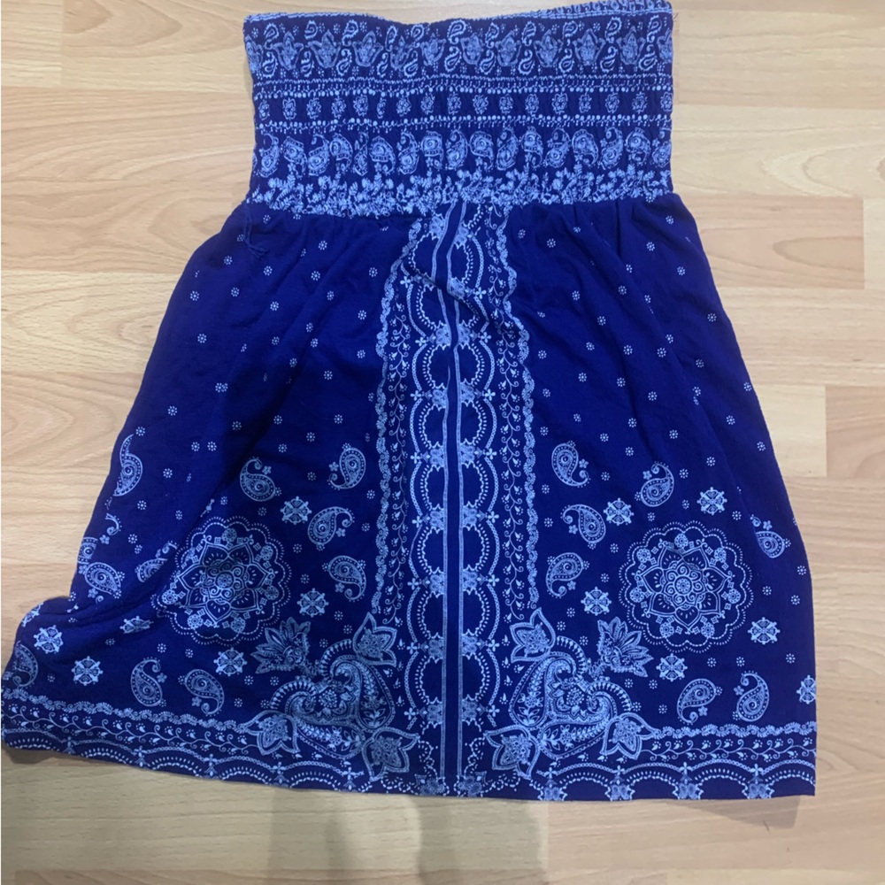 Adorable No Boundaries M Bandeaux/Babydoll Blue Bandana Print Top